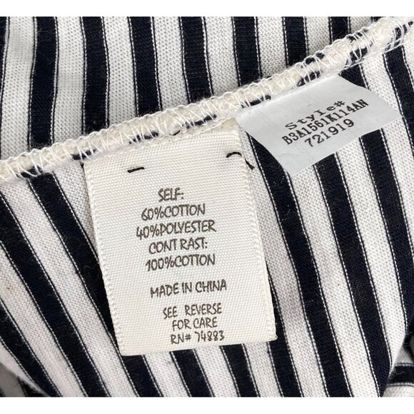 Adiva Plus Top Blouse 1X Navy Blue Ivory Shark Bite Hem Crochet Stripe New B40 - Picture 7 of 7